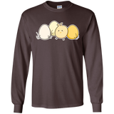 T-Shirts Dark Chocolate / S Kawaii Easter Chick and Eggs Men's Long Sleeve T-Shirt