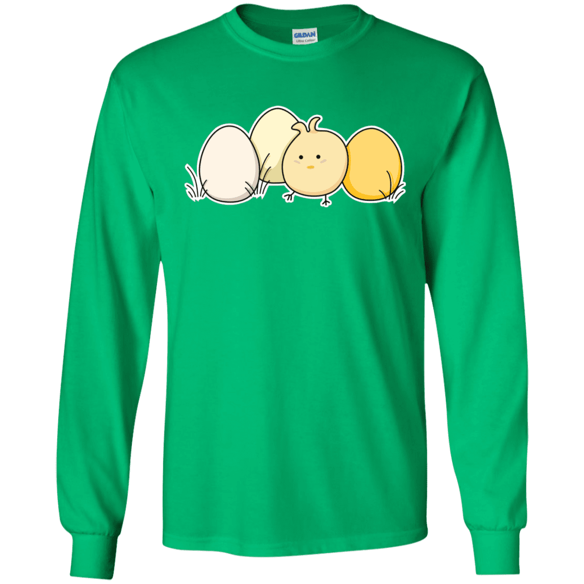 T-Shirts Irish Green / S Kawaii Easter Chick and Eggs Men's Long Sleeve T-Shirt