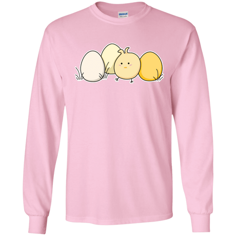 T-Shirts Light Pink / S Kawaii Easter Chick and Eggs Men's Long Sleeve T-Shirt