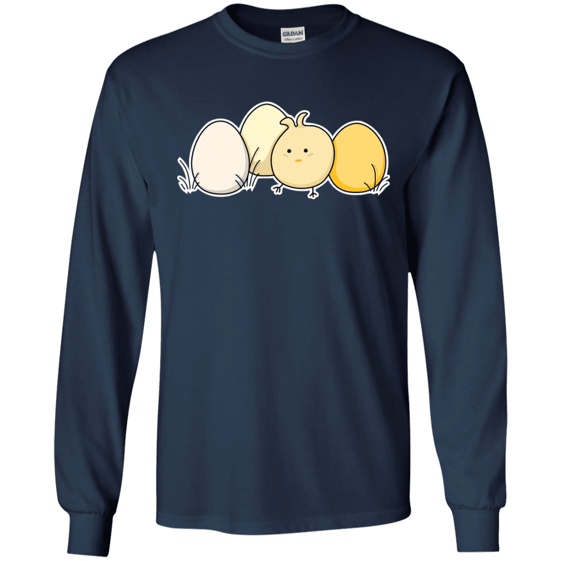 T-Shirts Navy / S Kawaii Easter Chick and Eggs Men's Long Sleeve T-Shirt