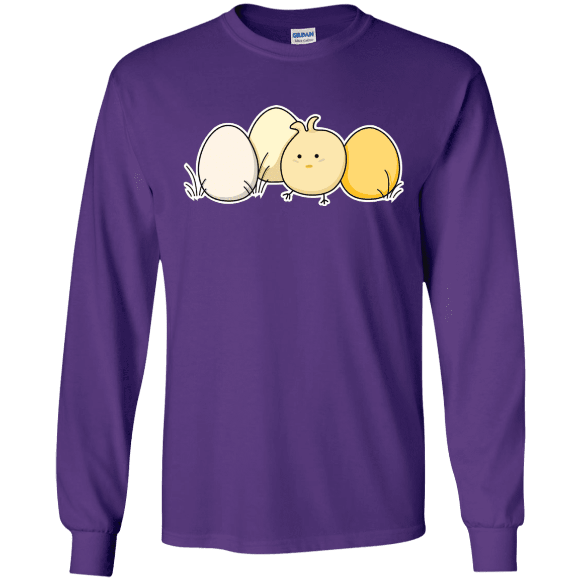 T-Shirts Purple / S Kawaii Easter Chick and Eggs Men's Long Sleeve T-Shirt