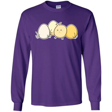 T-Shirts Purple / S Kawaii Easter Chick and Eggs Men's Long Sleeve T-Shirt