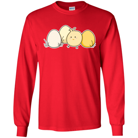 T-Shirts Red / S Kawaii Easter Chick and Eggs Men's Long Sleeve T-Shirt