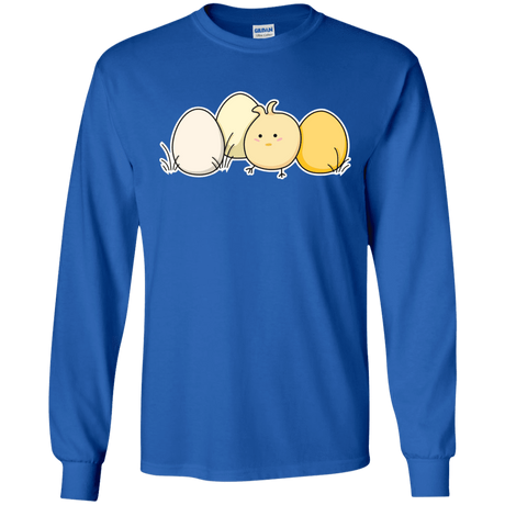 T-Shirts Royal / S Kawaii Easter Chick and Eggs Men's Long Sleeve T-Shirt