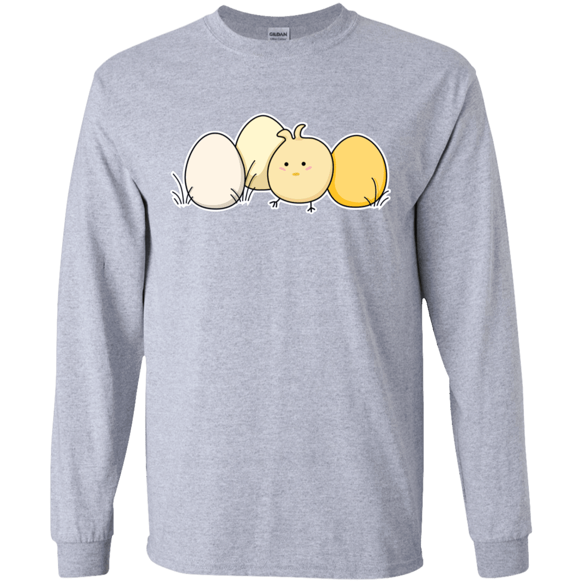 T-Shirts Sport Grey / S Kawaii Easter Chick and Eggs Men's Long Sleeve T-Shirt