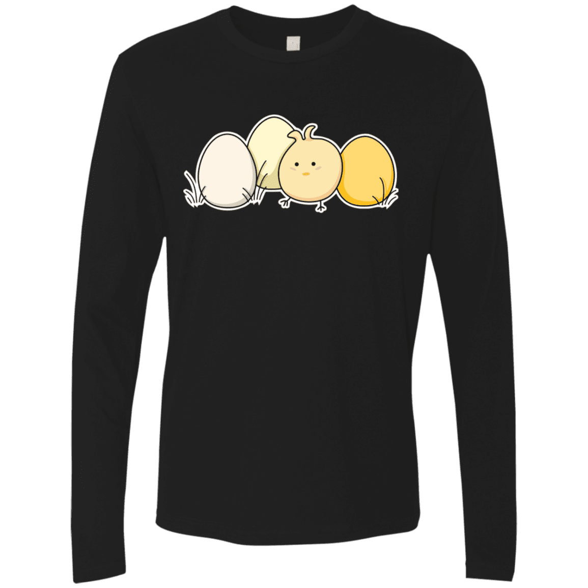 T-Shirts Black / S Kawaii Easter Chick and Eggs Men's Premium Long Sleeve