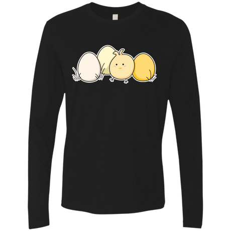 T-Shirts Black / S Kawaii Easter Chick and Eggs Men's Premium Long Sleeve