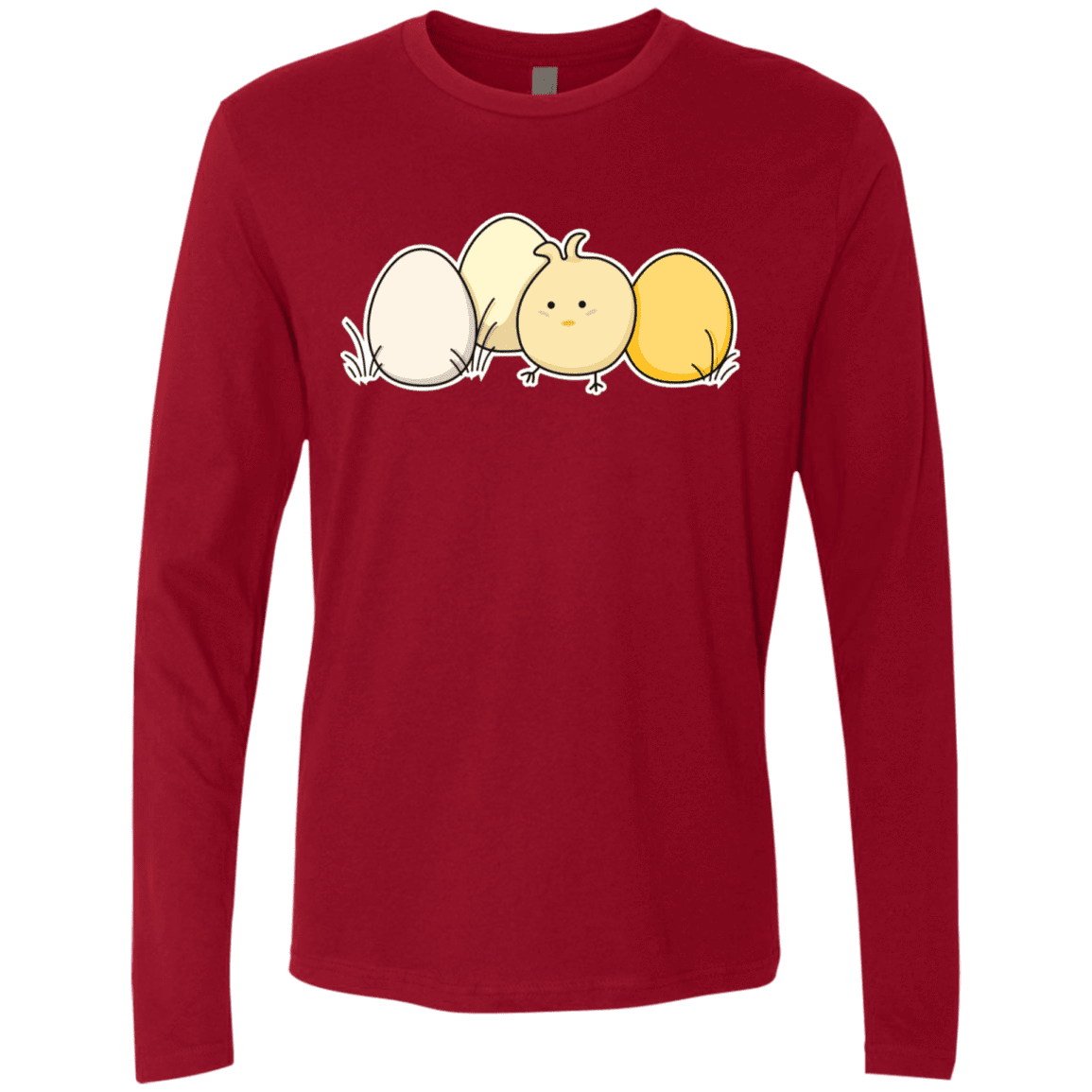 T-Shirts Cardinal / S Kawaii Easter Chick and Eggs Men's Premium Long Sleeve