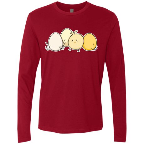 T-Shirts Cardinal / S Kawaii Easter Chick and Eggs Men's Premium Long Sleeve