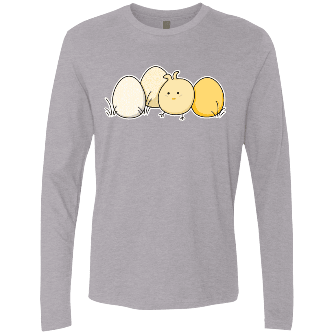 T-Shirts Heather Grey / S Kawaii Easter Chick and Eggs Men's Premium Long Sleeve