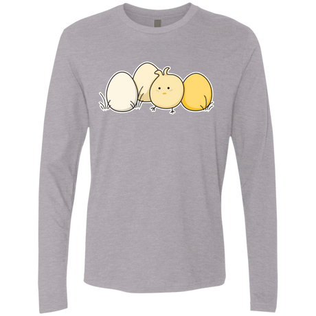 T-Shirts Heather Grey / S Kawaii Easter Chick and Eggs Men's Premium Long Sleeve