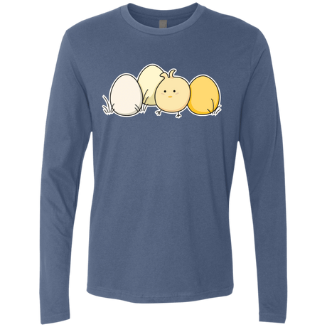 T-Shirts Indigo / S Kawaii Easter Chick and Eggs Men's Premium Long Sleeve