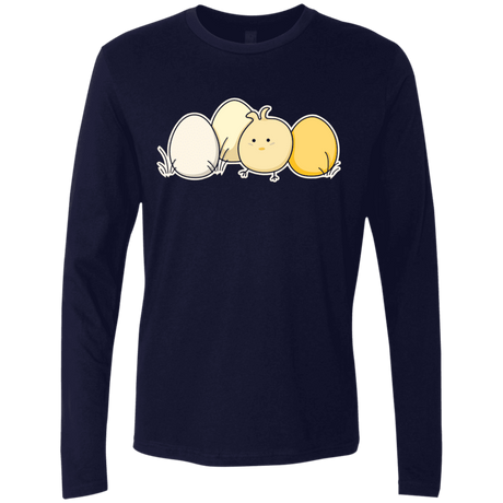 T-Shirts Midnight Navy / S Kawaii Easter Chick and Eggs Men's Premium Long Sleeve