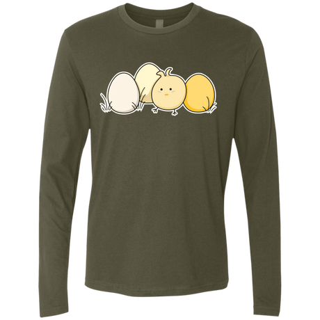 T-Shirts Military Green / S Kawaii Easter Chick and Eggs Men's Premium Long Sleeve