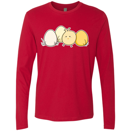 T-Shirts Red / S Kawaii Easter Chick and Eggs Men's Premium Long Sleeve