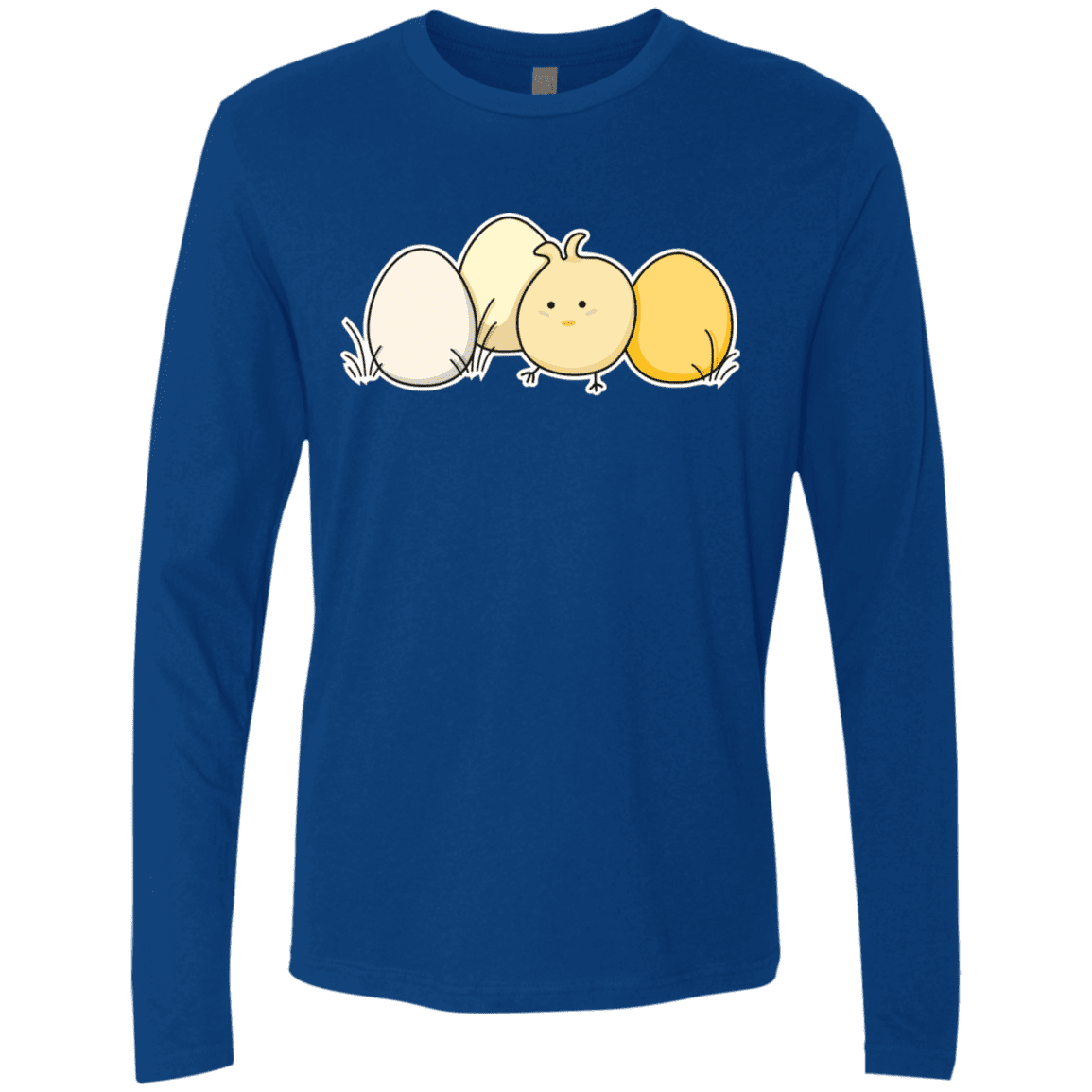 T-Shirts Royal / S Kawaii Easter Chick and Eggs Men's Premium Long Sleeve