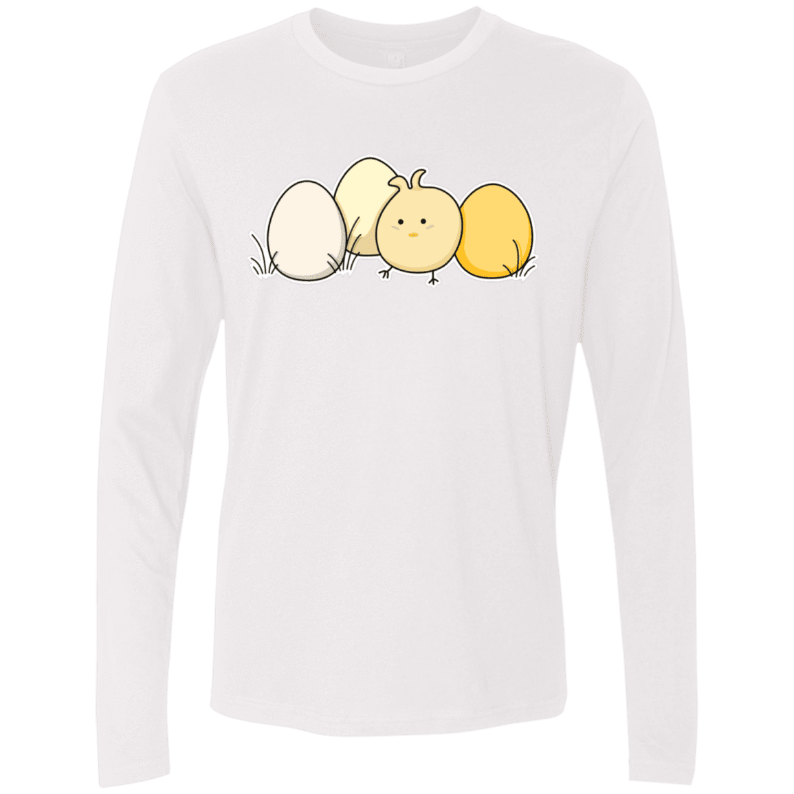 T-Shirts White / S Kawaii Easter Chick and Eggs Men's Premium Long Sleeve