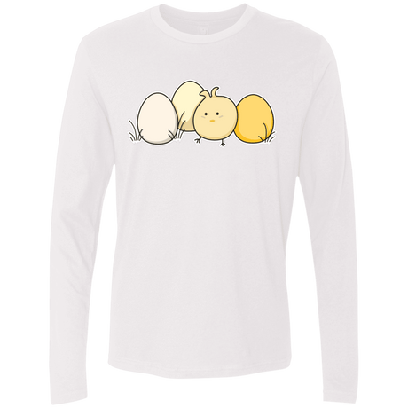 T-Shirts White / S Kawaii Easter Chick and Eggs Men's Premium Long Sleeve