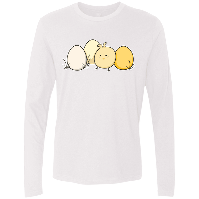 T-Shirts White / S Kawaii Easter Chick and Eggs Men's Premium Long Sleeve