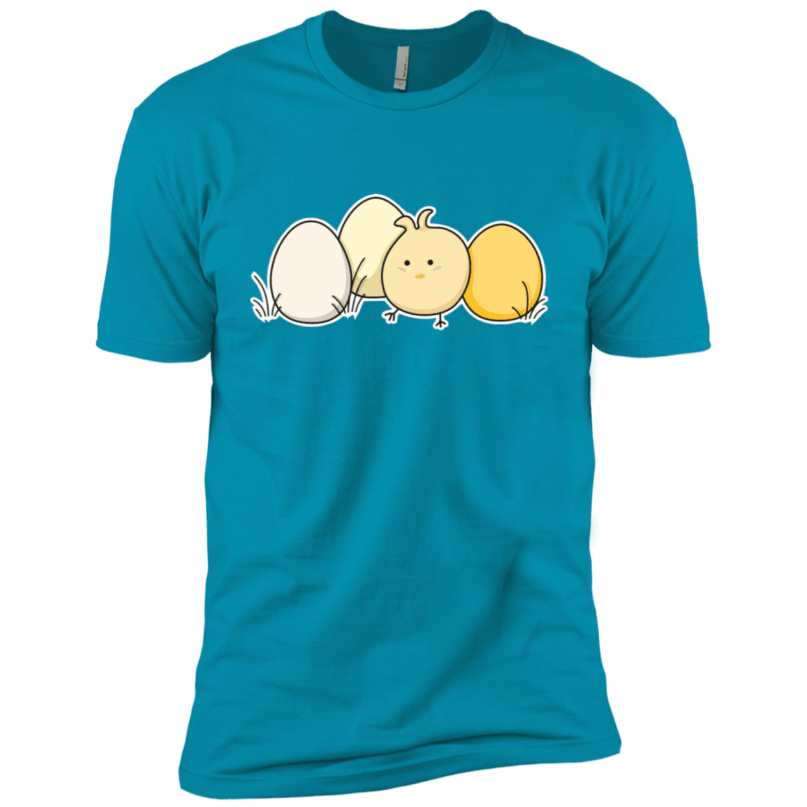 T-Shirts Turquoise / X-Small Kawaii Easter Chick and Eggs Men's Premium T-Shirt
