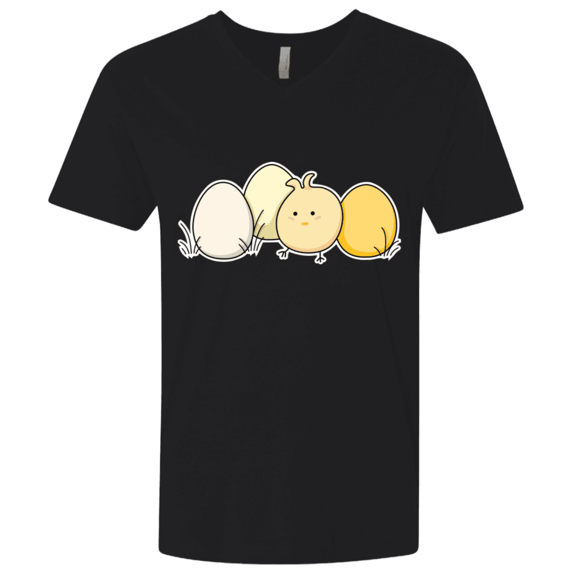 T-Shirts Black / X-Small Kawaii Easter Chick and Eggs Men's Premium V-Neck