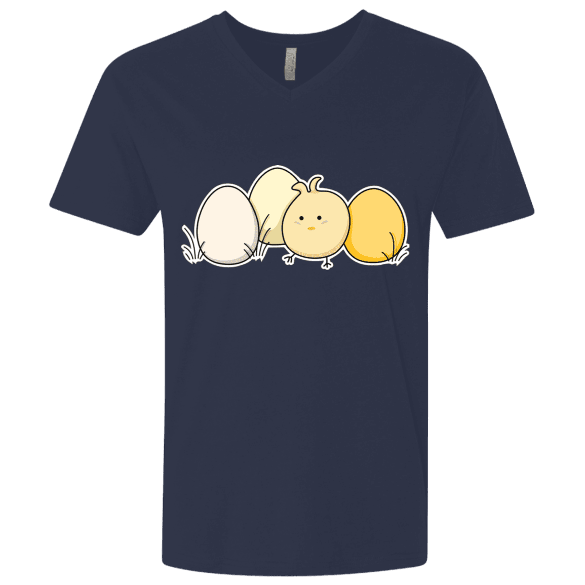 T-Shirts Midnight Navy / X-Small Kawaii Easter Chick and Eggs Men's Premium V-Neck