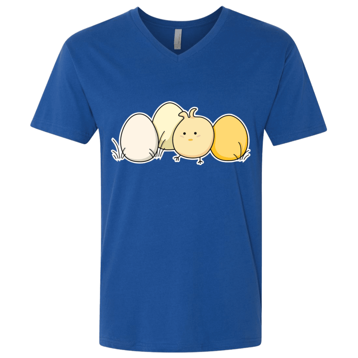 T-Shirts Royal / X-Small Kawaii Easter Chick and Eggs Men's Premium V-Neck