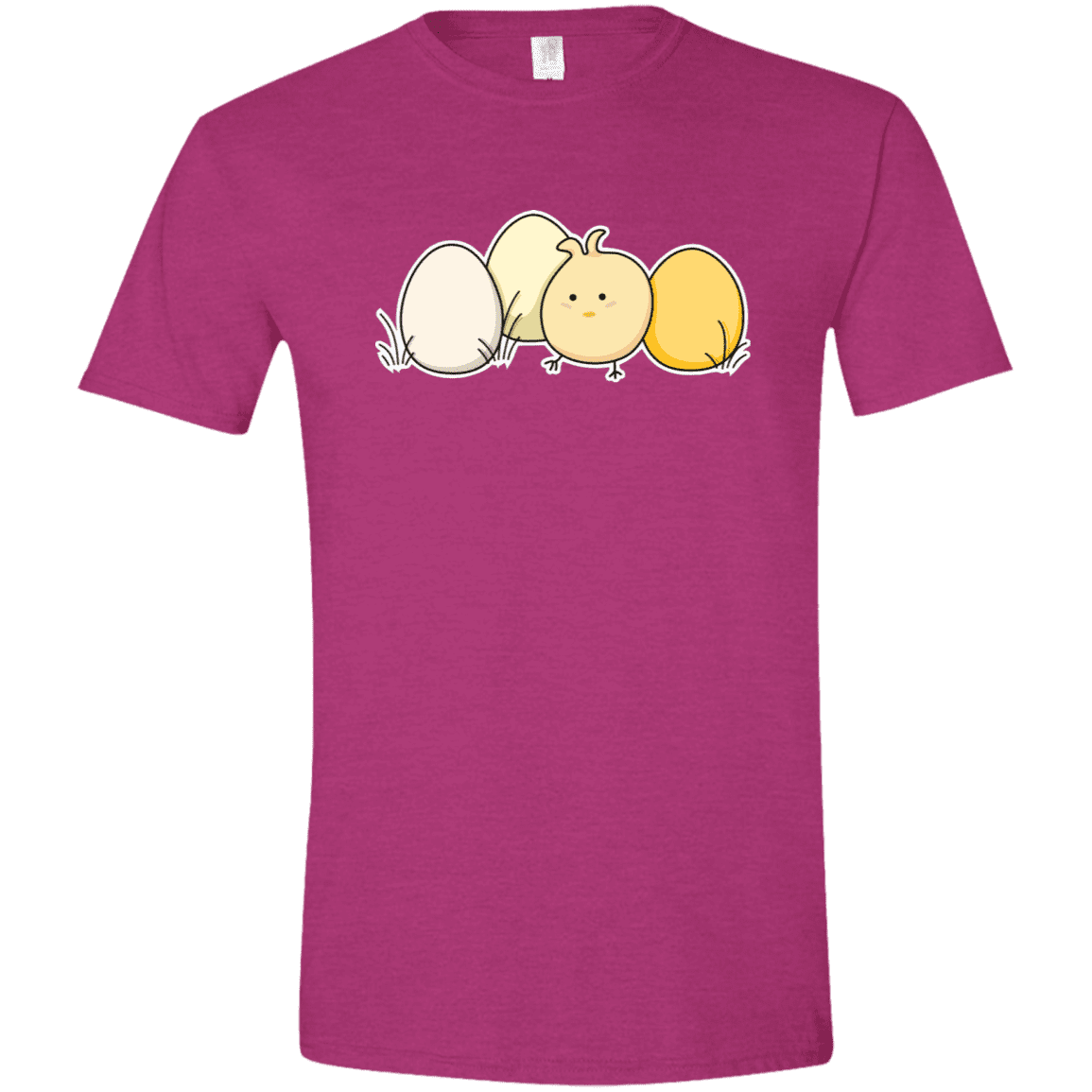 T-Shirts Antique Heliconia / S Kawaii Easter Chick and Eggs Men's Semi-Fitted Softstyle
