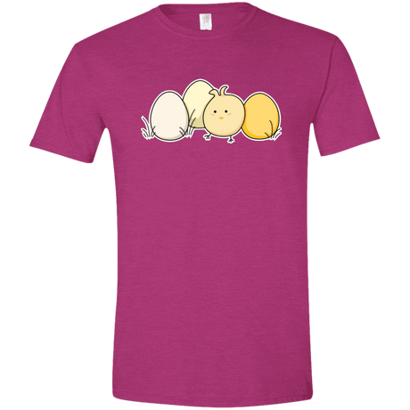 T-Shirts Antique Heliconia / S Kawaii Easter Chick and Eggs Men's Semi-Fitted Softstyle