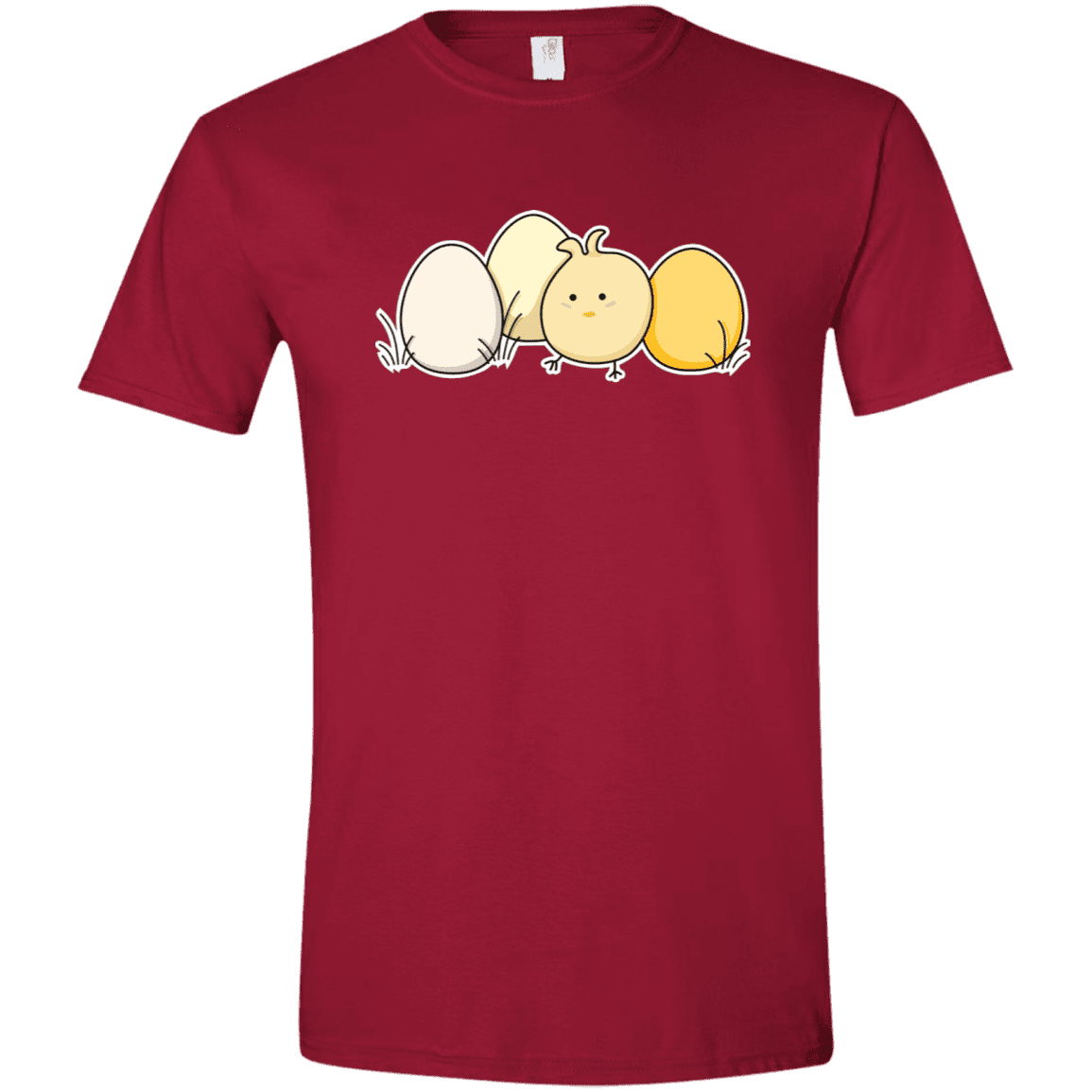 T-Shirts Cardinal Red / S Kawaii Easter Chick and Eggs Men's Semi-Fitted Softstyle
