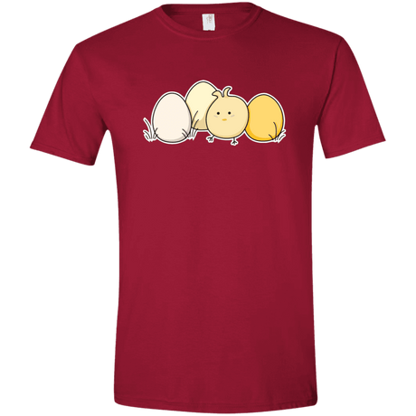 T-Shirts Cardinal Red / S Kawaii Easter Chick and Eggs Men's Semi-Fitted Softstyle