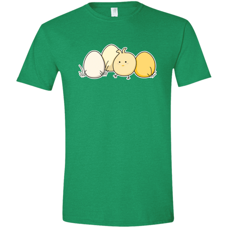 T-Shirts Heather Irish Green / M Kawaii Easter Chick and Eggs Men's Semi-Fitted Softstyle