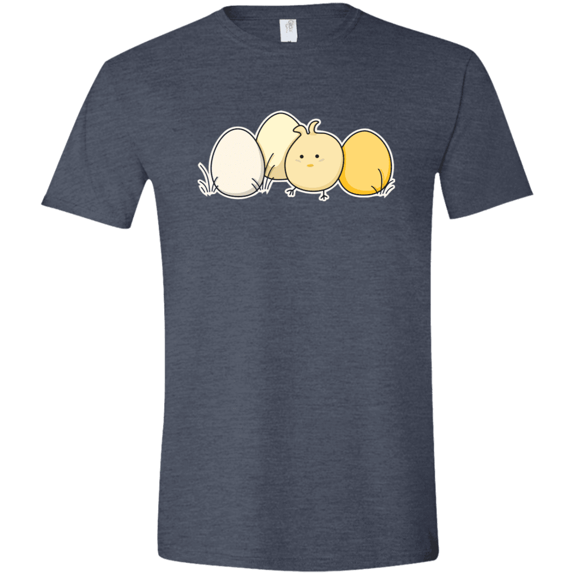 T-Shirts Heather Navy / S Kawaii Easter Chick and Eggs Men's Semi-Fitted Softstyle