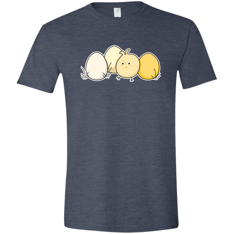 T-Shirts Heather Navy / S Kawaii Easter Chick and Eggs Men's Semi-Fitted Softstyle