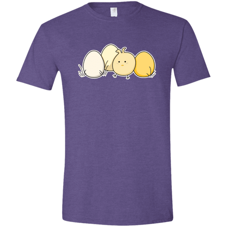 T-Shirts Heather Purple / S Kawaii Easter Chick and Eggs Men's Semi-Fitted Softstyle