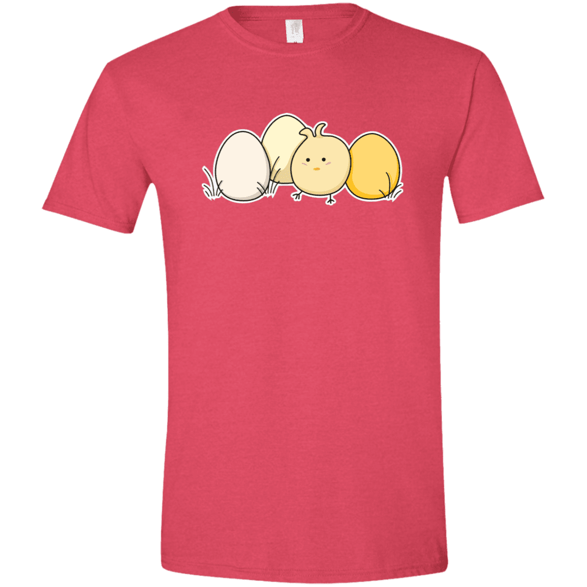 T-Shirts Heather Red / S Kawaii Easter Chick and Eggs Men's Semi-Fitted Softstyle