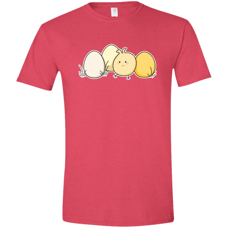 T-Shirts Heather Red / S Kawaii Easter Chick and Eggs Men's Semi-Fitted Softstyle