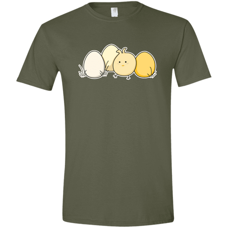 T-Shirts Military Green / S Kawaii Easter Chick and Eggs Men's Semi-Fitted Softstyle
