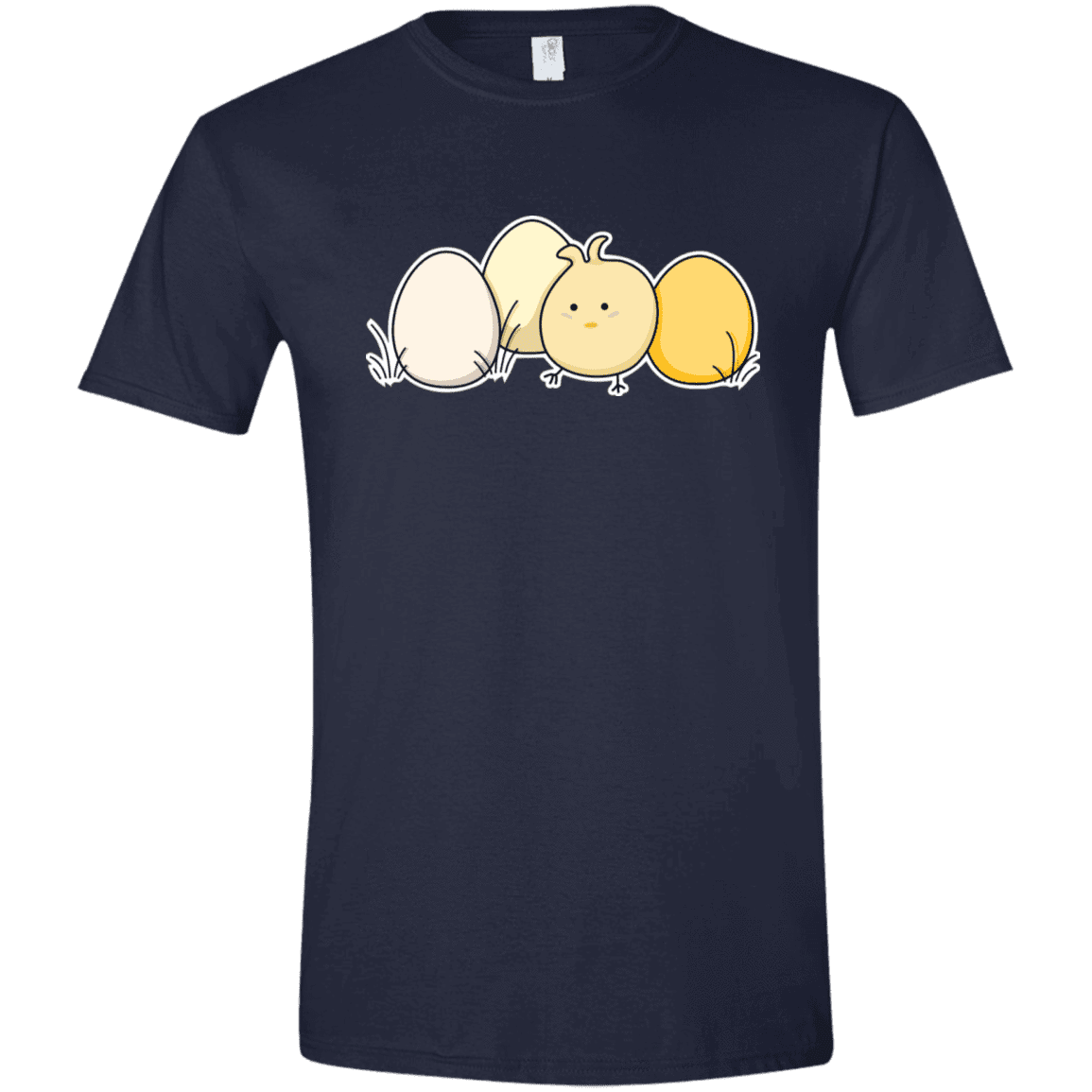 T-Shirts Navy / X-Small Kawaii Easter Chick and Eggs Men's Semi-Fitted Softstyle