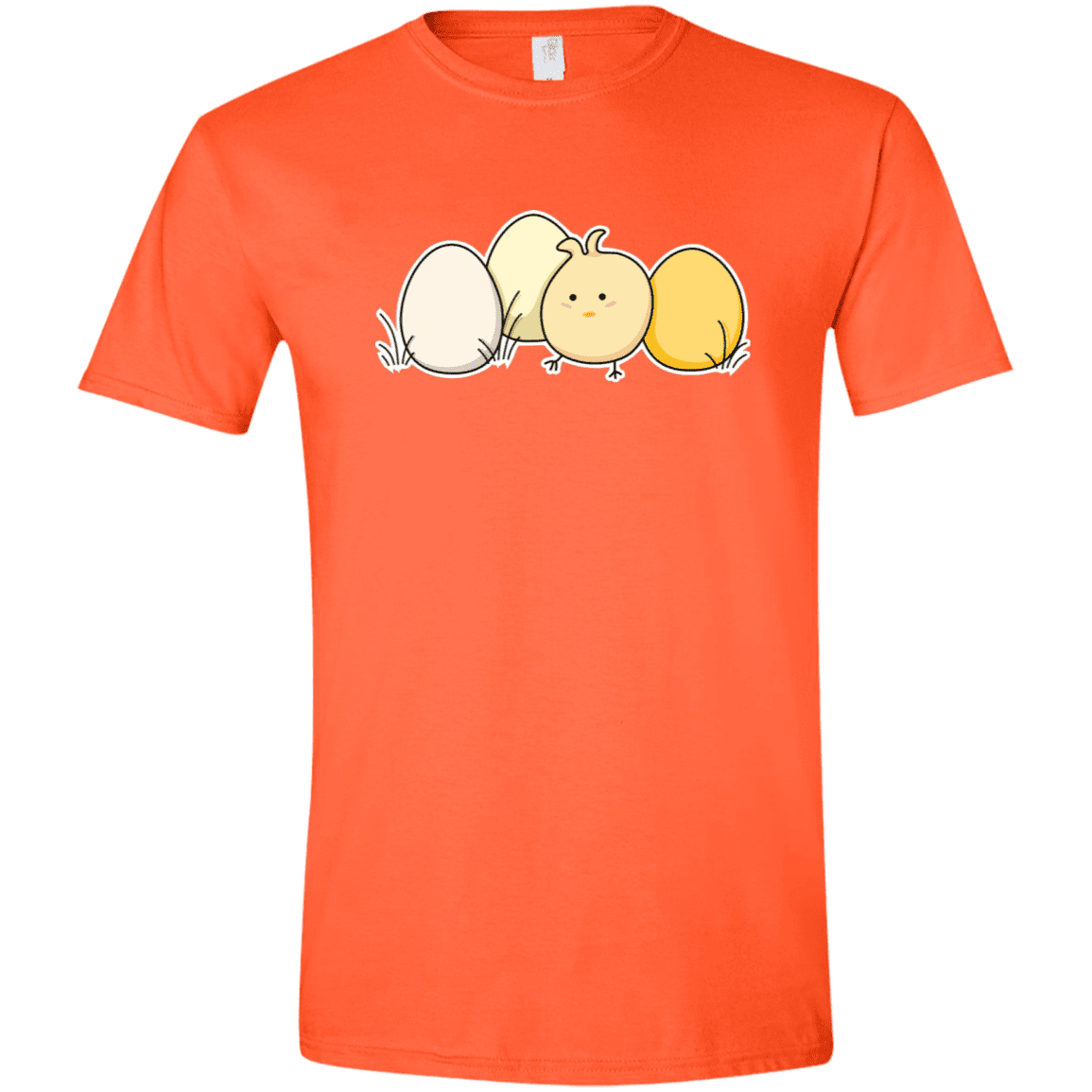 T-Shirts Orange / S Kawaii Easter Chick and Eggs Men's Semi-Fitted Softstyle