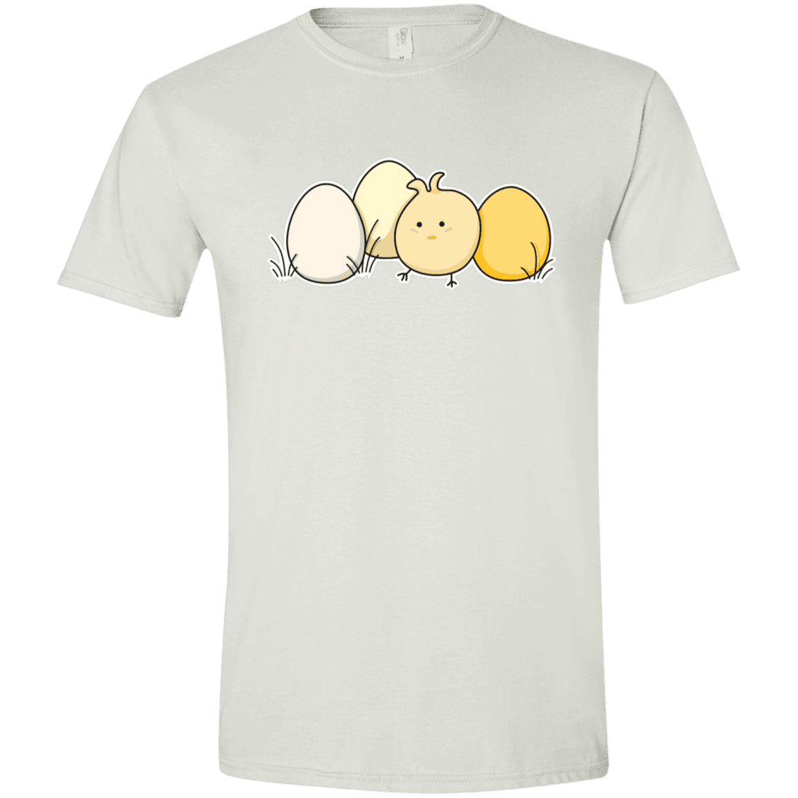 T-Shirts White / X-Small Kawaii Easter Chick and Eggs Men's Semi-Fitted Softstyle