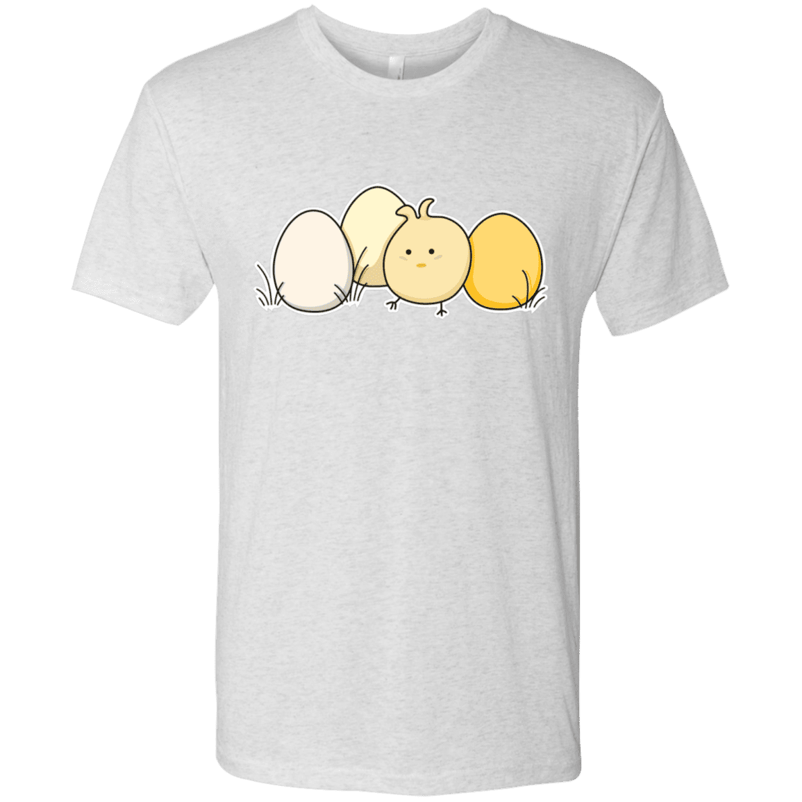 T-Shirts Heather White / S Kawaii Easter Chick and Eggs Men's Triblend T-Shirt
