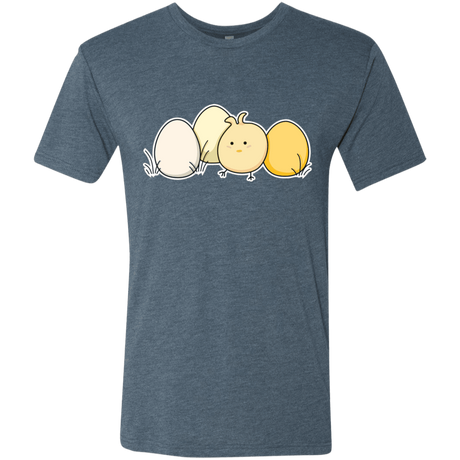 T-Shirts Indigo / S Kawaii Easter Chick and Eggs Men's Triblend T-Shirt