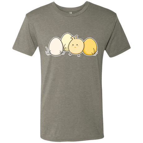 T-Shirts Venetian Grey / S Kawaii Easter Chick and Eggs Men's Triblend T-Shirt