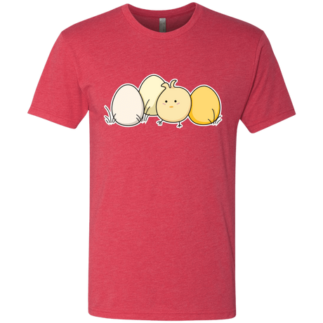T-Shirts Vintage Red / S Kawaii Easter Chick and Eggs Men's Triblend T-Shirt