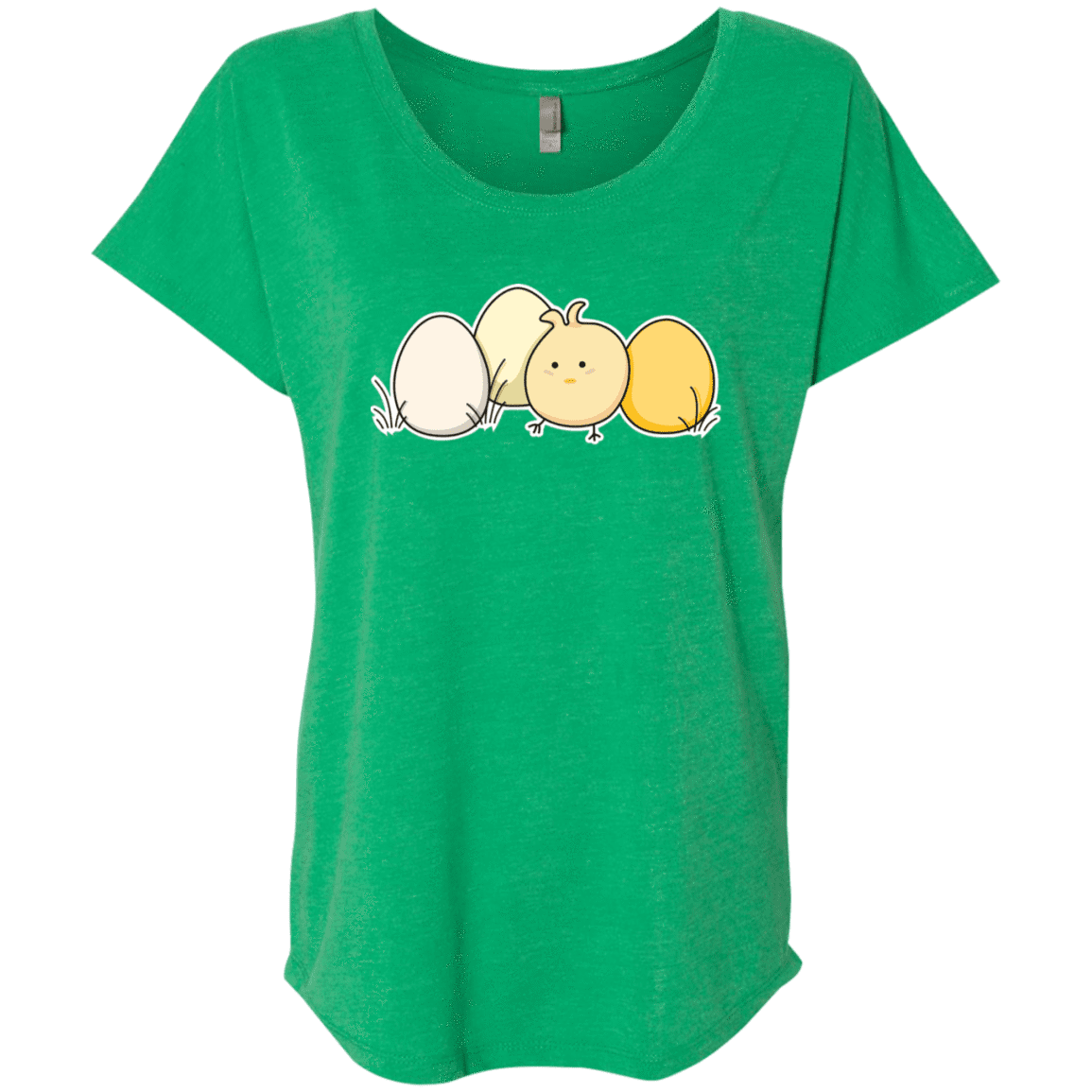 T-Shirts Envy / X-Small Kawaii Easter Chick and Eggs Triblend Dolman Sleeve