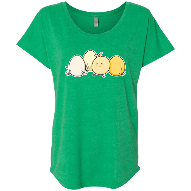 T-Shirts Envy / X-Small Kawaii Easter Chick and Eggs Triblend Dolman Sleeve