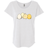 T-Shirts Heather White / X-Small Kawaii Easter Chick and Eggs Triblend Dolman Sleeve