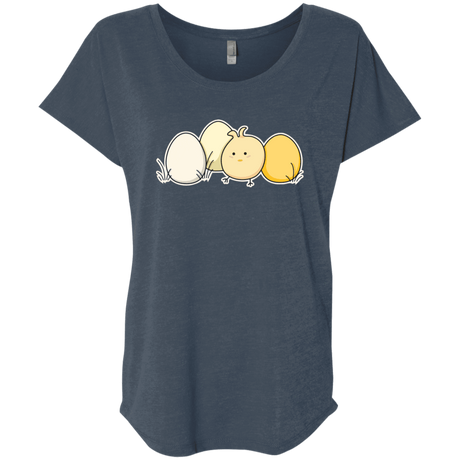 T-Shirts Indigo / X-Small Kawaii Easter Chick and Eggs Triblend Dolman Sleeve