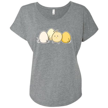 T-Shirts Premium Heather / X-Small Kawaii Easter Chick and Eggs Triblend Dolman Sleeve